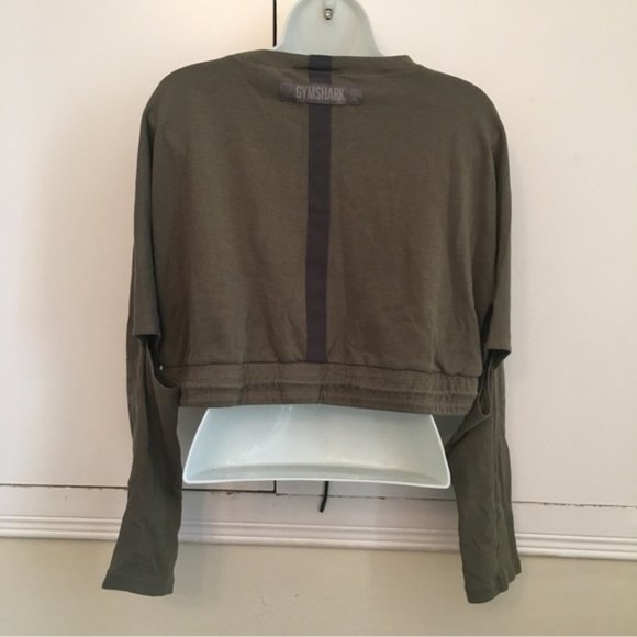 𝅺gymshark Khaki Green Box Utility Crop Sweater - Picture 8 of 11